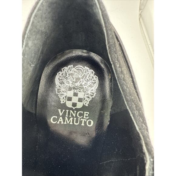 Vince Camuto Vayda Black Leather & Suede Bootie Gold Buckle Zip Size 10 M NWB - Picture 7 of 16